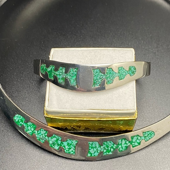 Rare Vintage Mexican Sterling Silver TAXCO Collar Necklace and Cuff Matching Set - Picture 9 of 15